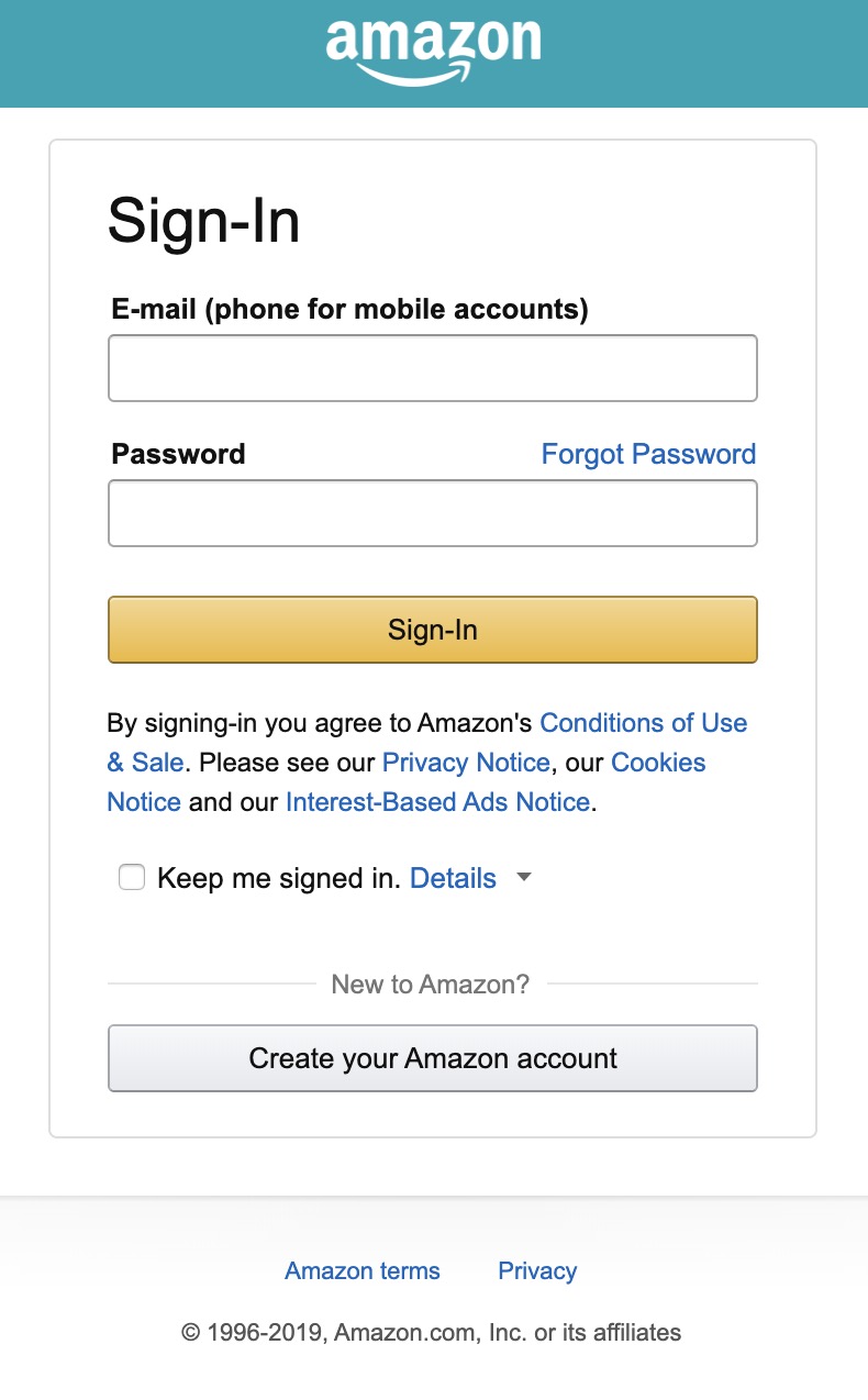 Sign in with your Amazon account.