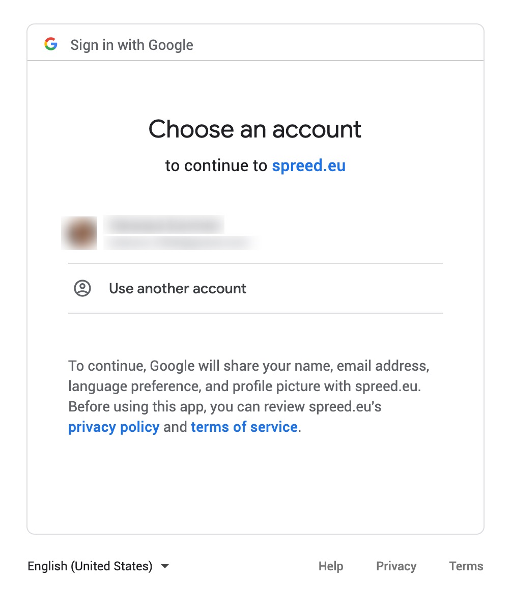 Sign in with your Google account.